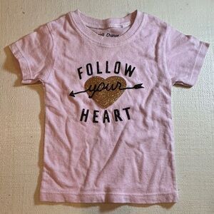 Designer-Pink Tee with Gold Heart Design